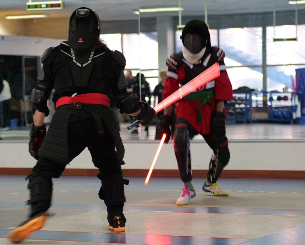 Mickaël (en rouge) en tournoi au Havre (octobre 2023)